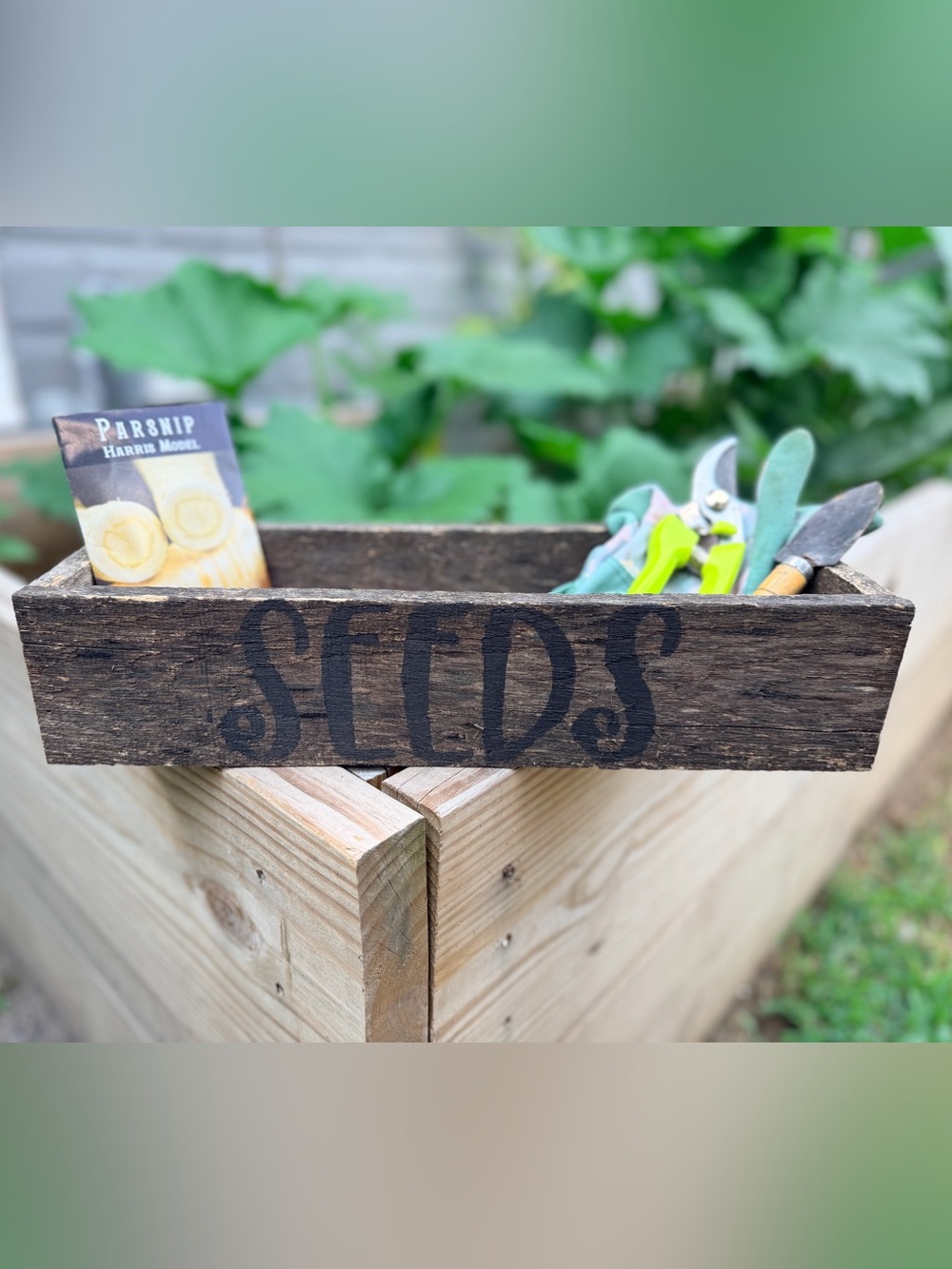 Rustic 'Seeds' Wooden Crate - Brown